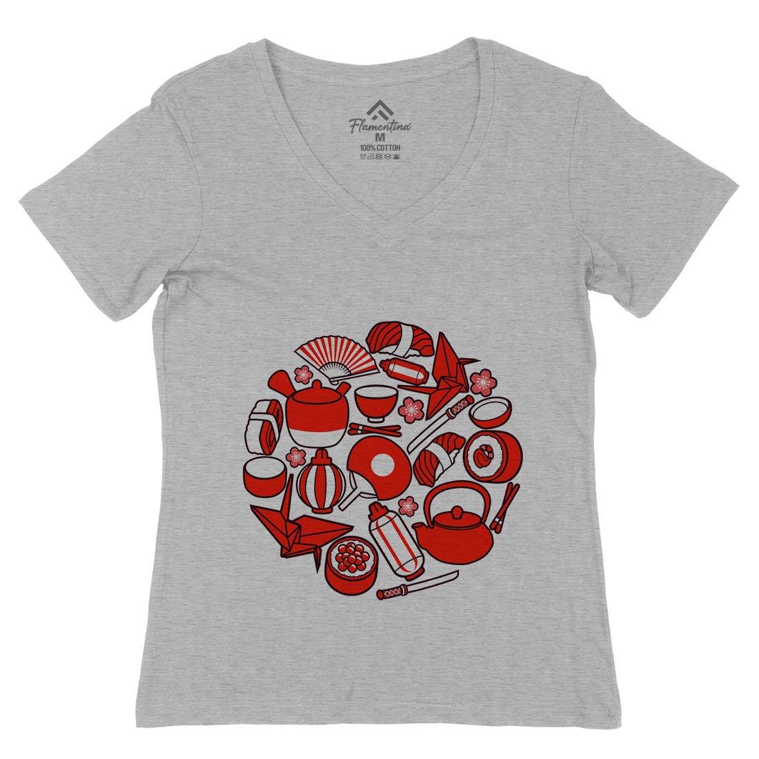 Japan Womens Organic V-Neck T-Shirt Asian C571