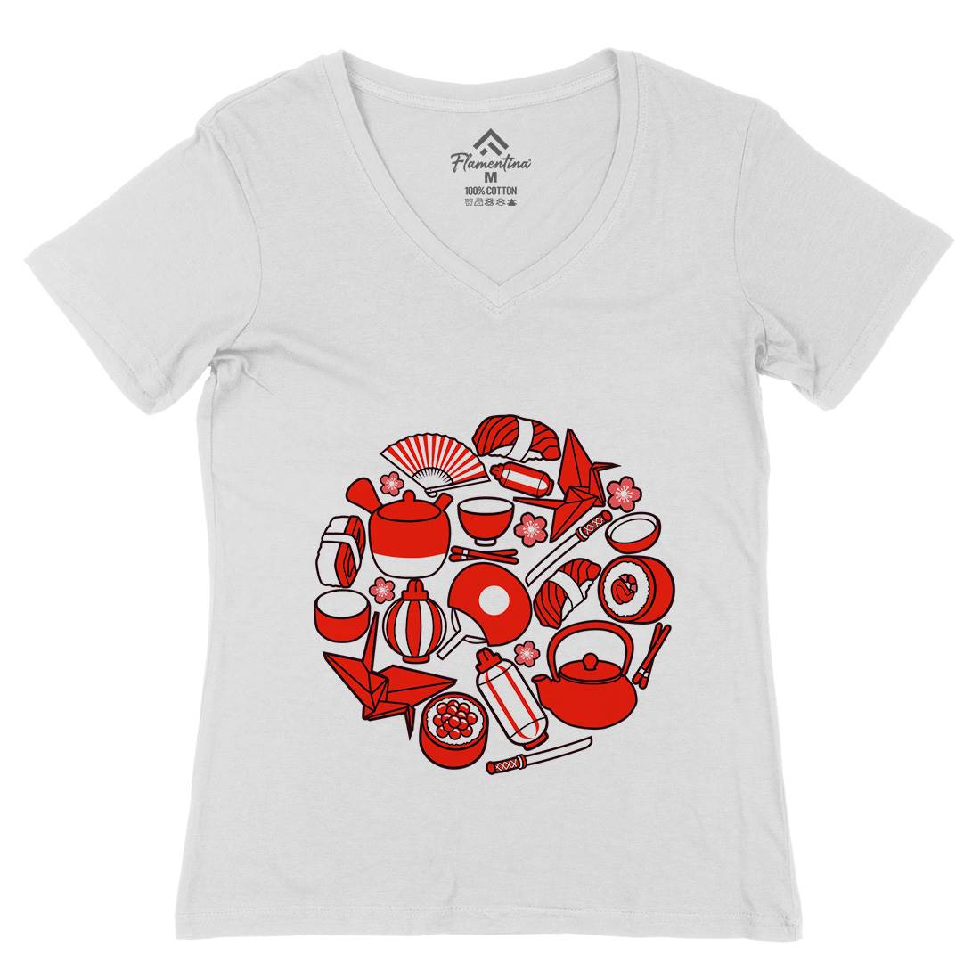 Japan Womens Organic V-Neck T-Shirt Asian C571