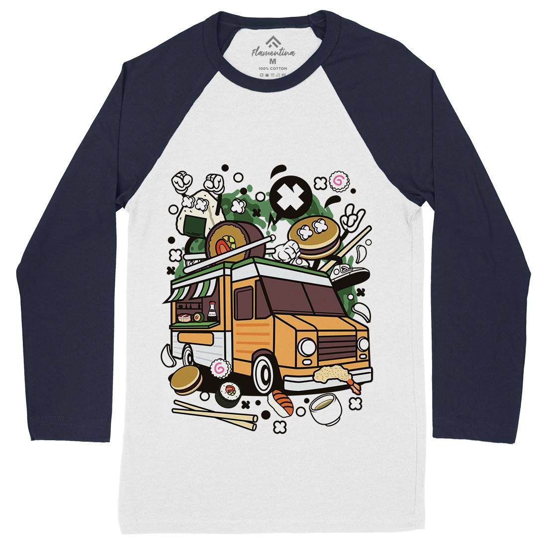 Japanese Van Mens Long Sleeve Baseball T-Shirt Food C572