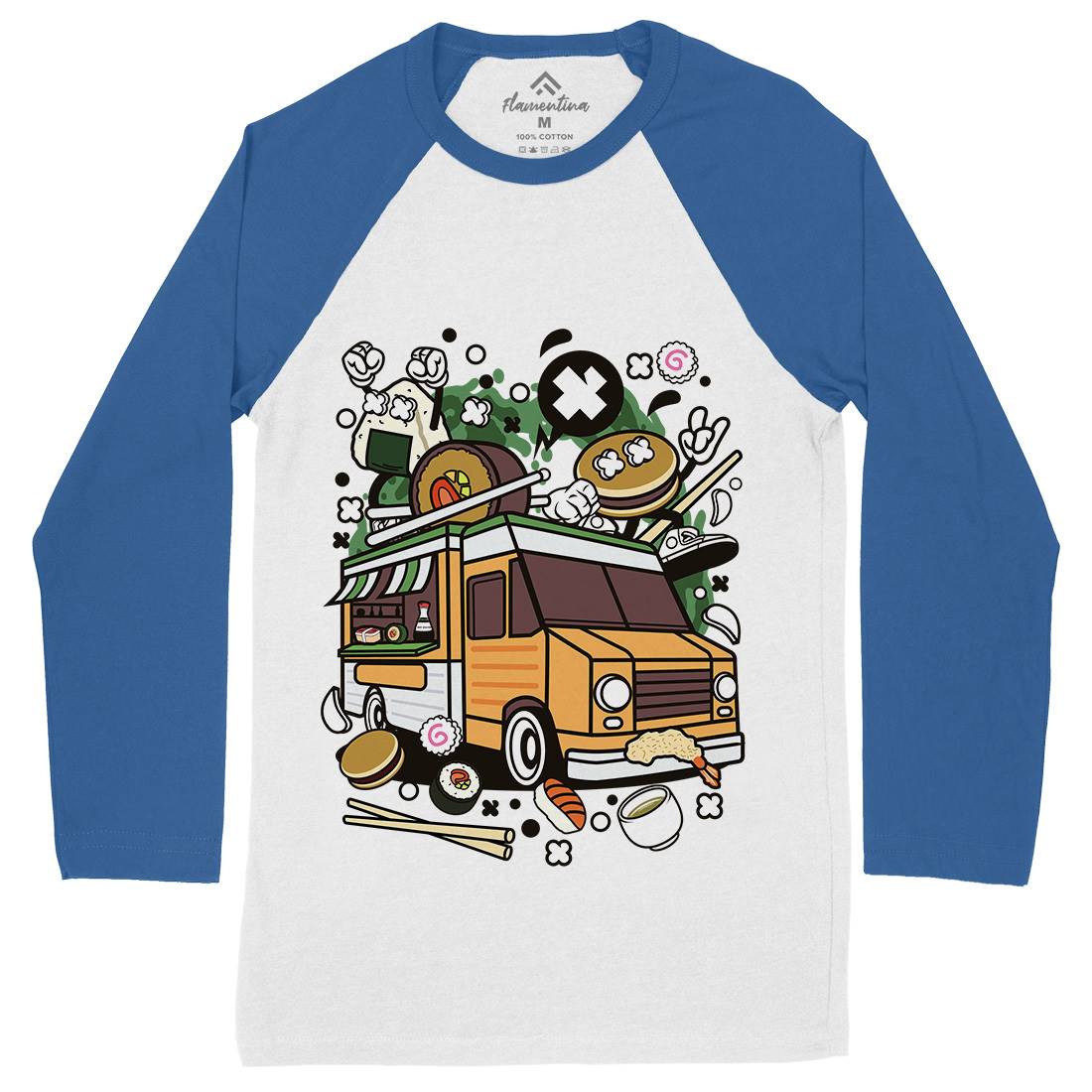 Japanese Van Mens Long Sleeve Baseball T-Shirt Food C572