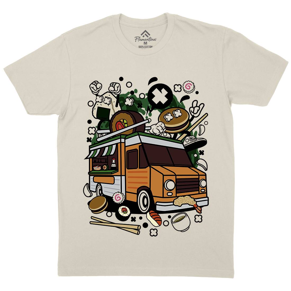 Japanese Van Mens Organic Crew Neck T-Shirt Food C572