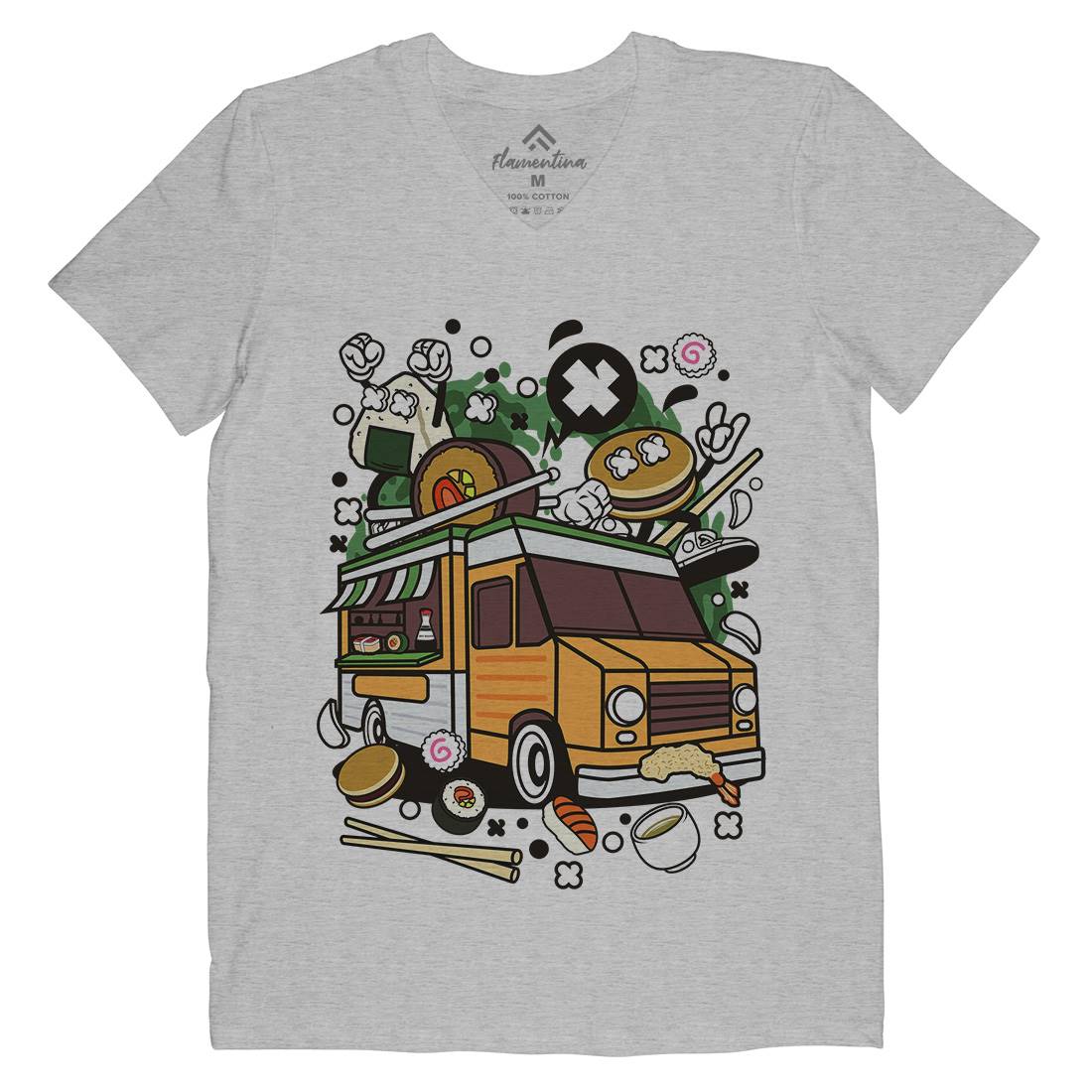 Japanese Van Mens V-Neck T-Shirt Food C572