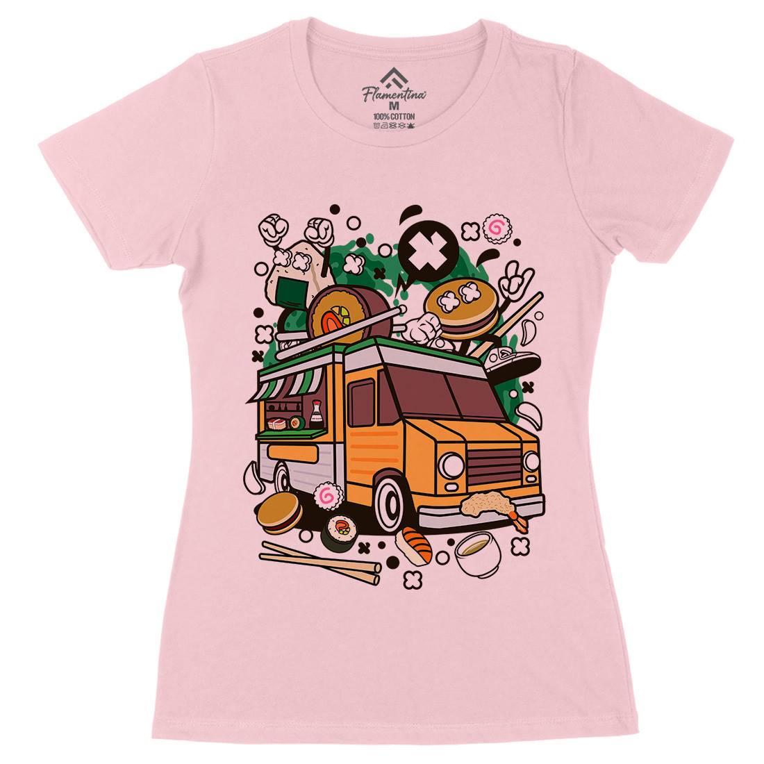 Japanese Van Womens Organic Crew Neck T-Shirt Food C572