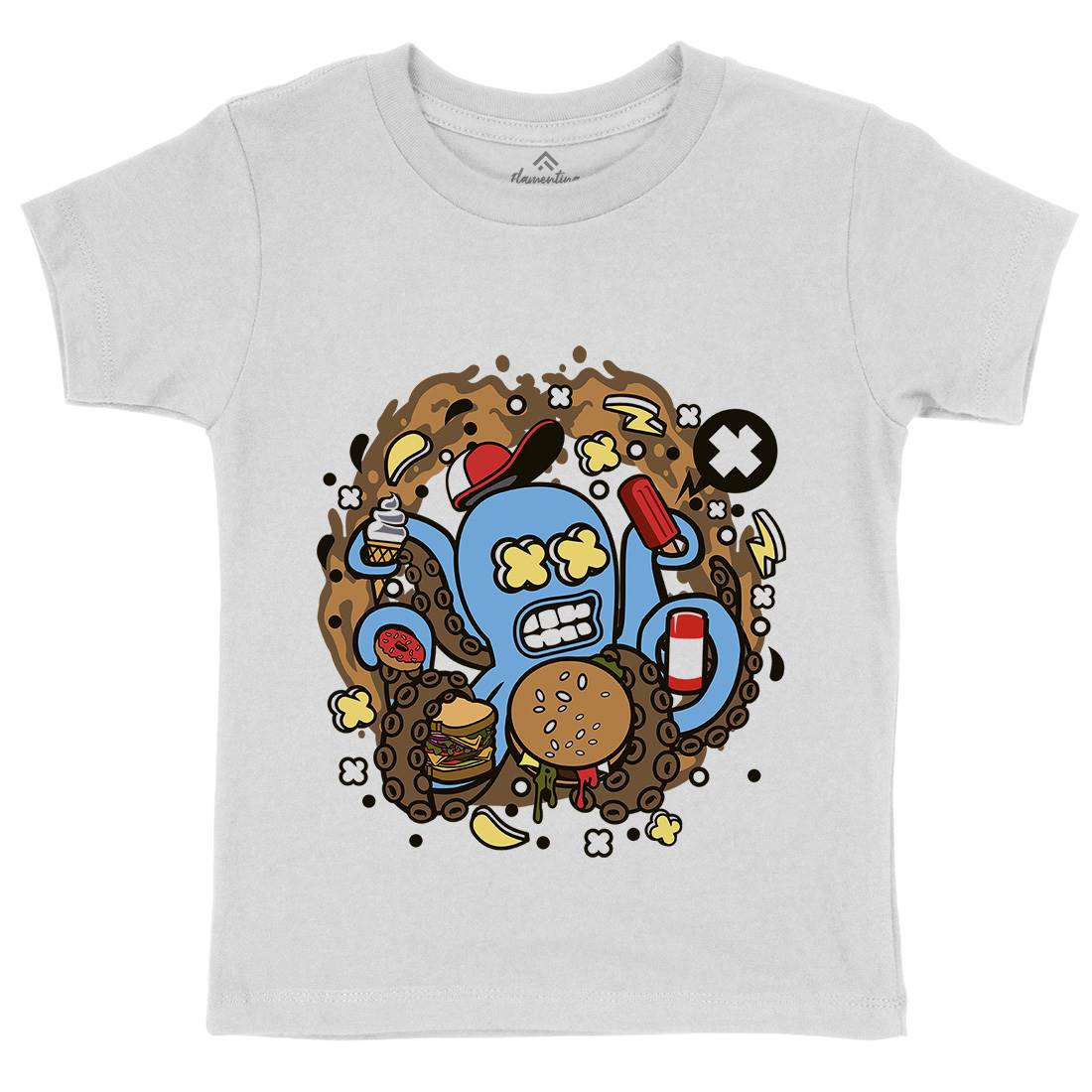 Junk Octopus Kids Crew Neck T-Shirt Food C573
