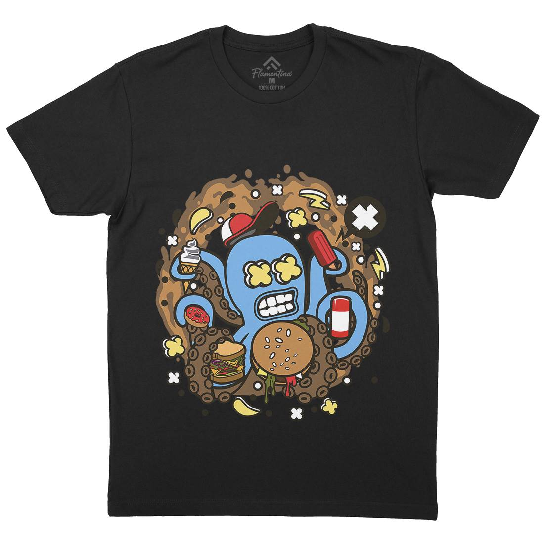 Junk Octopus Mens Crew Neck T-Shirt Food C573