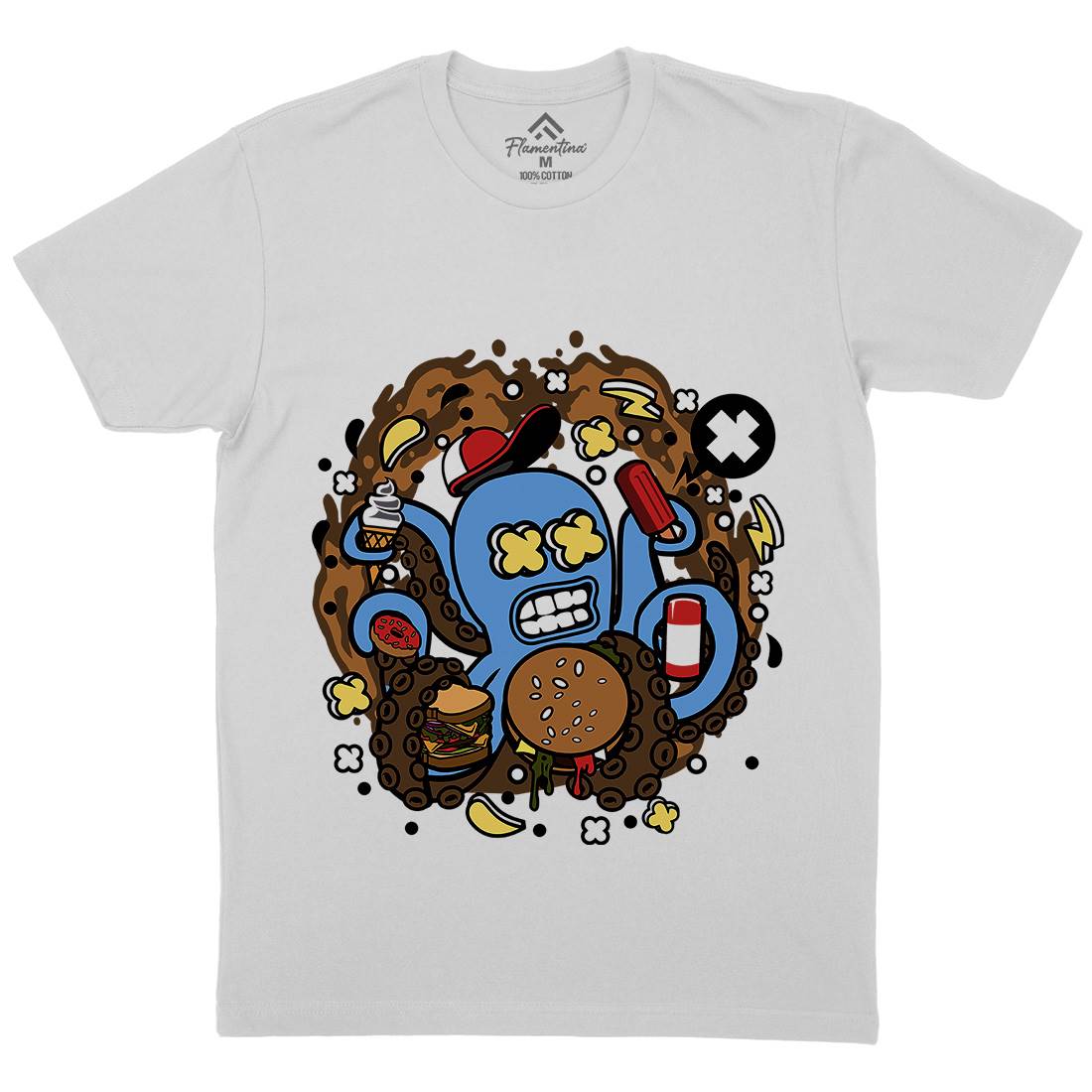 Junk Octopus Mens Crew Neck T-Shirt Food C573