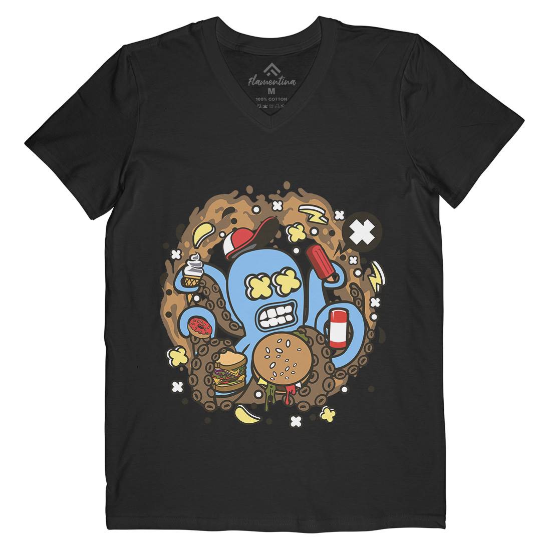 Junk Octopus Mens V-Neck T-Shirt Food C573
