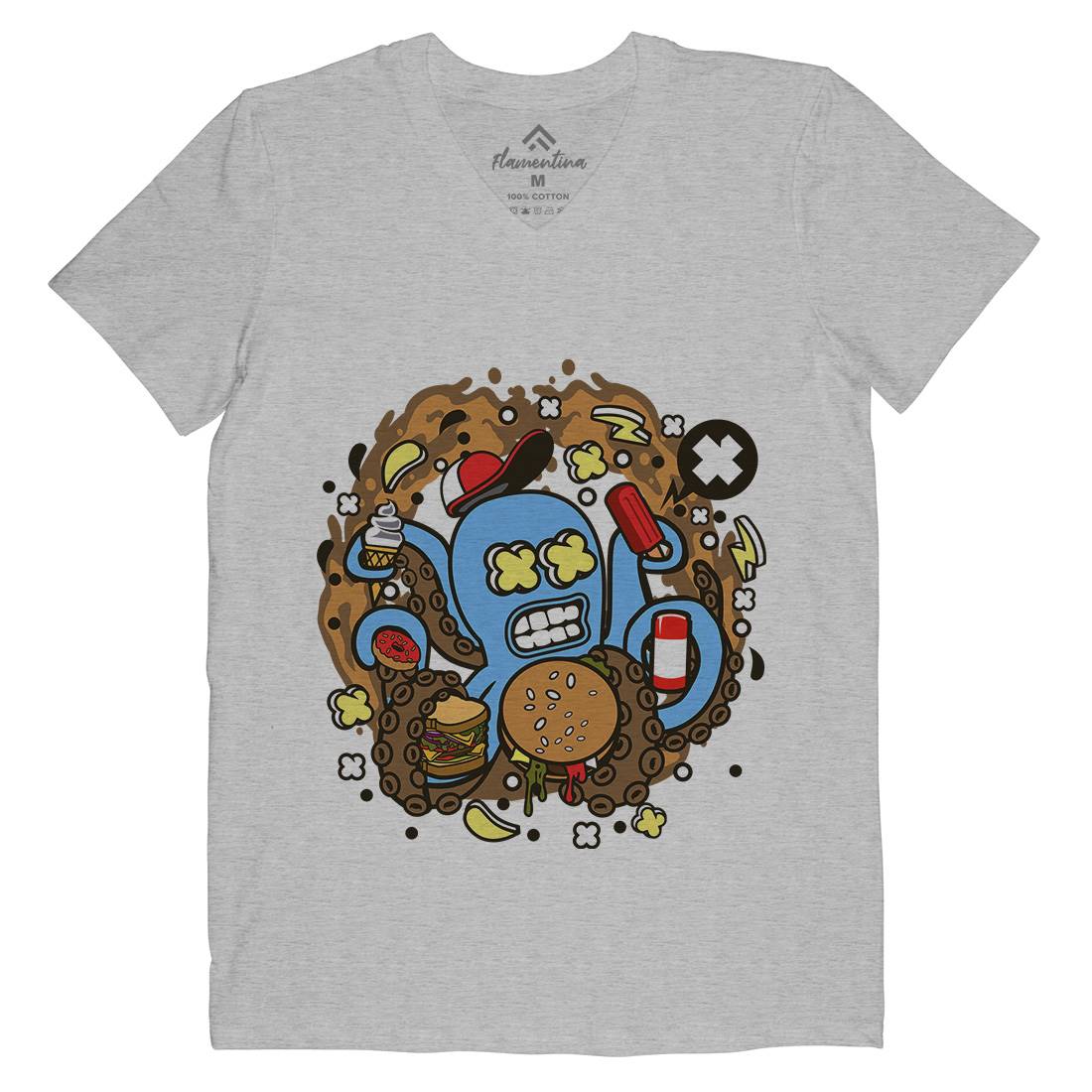 Junk Octopus Mens V-Neck T-Shirt Food C573