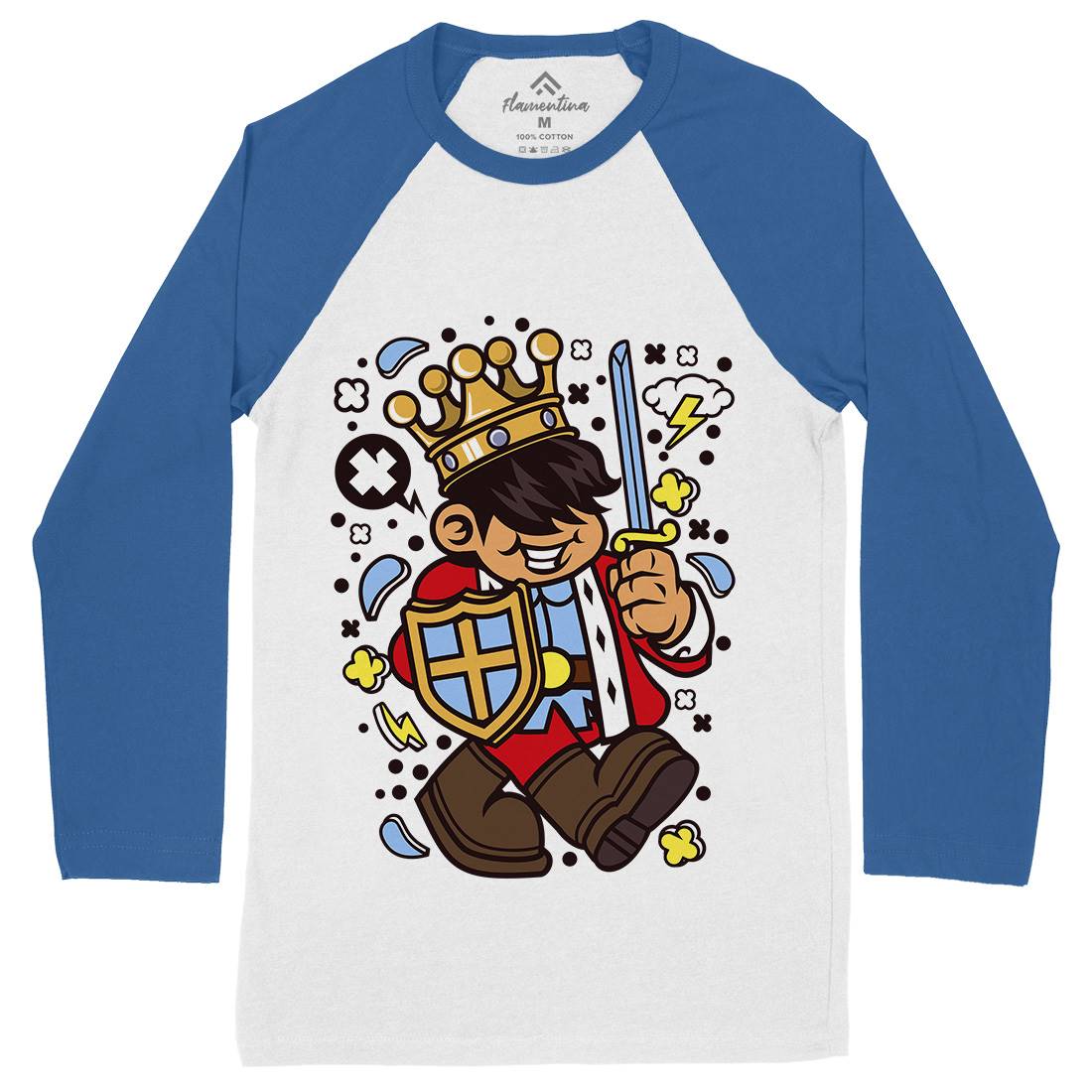 King Kid Mens Long Sleeve Baseball T-Shirt Retro C574