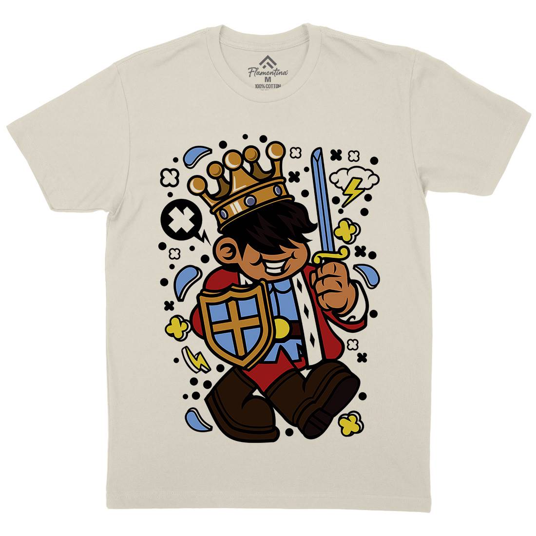 King Kid Mens Organic Crew Neck T-Shirt Retro C574