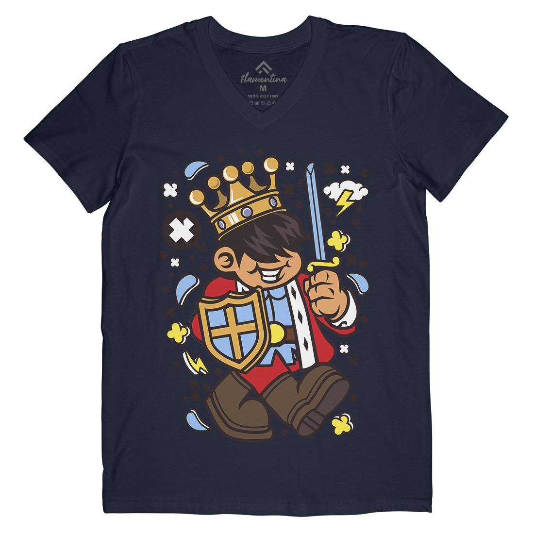King Kid Mens V-Neck T-Shirt Retro C574