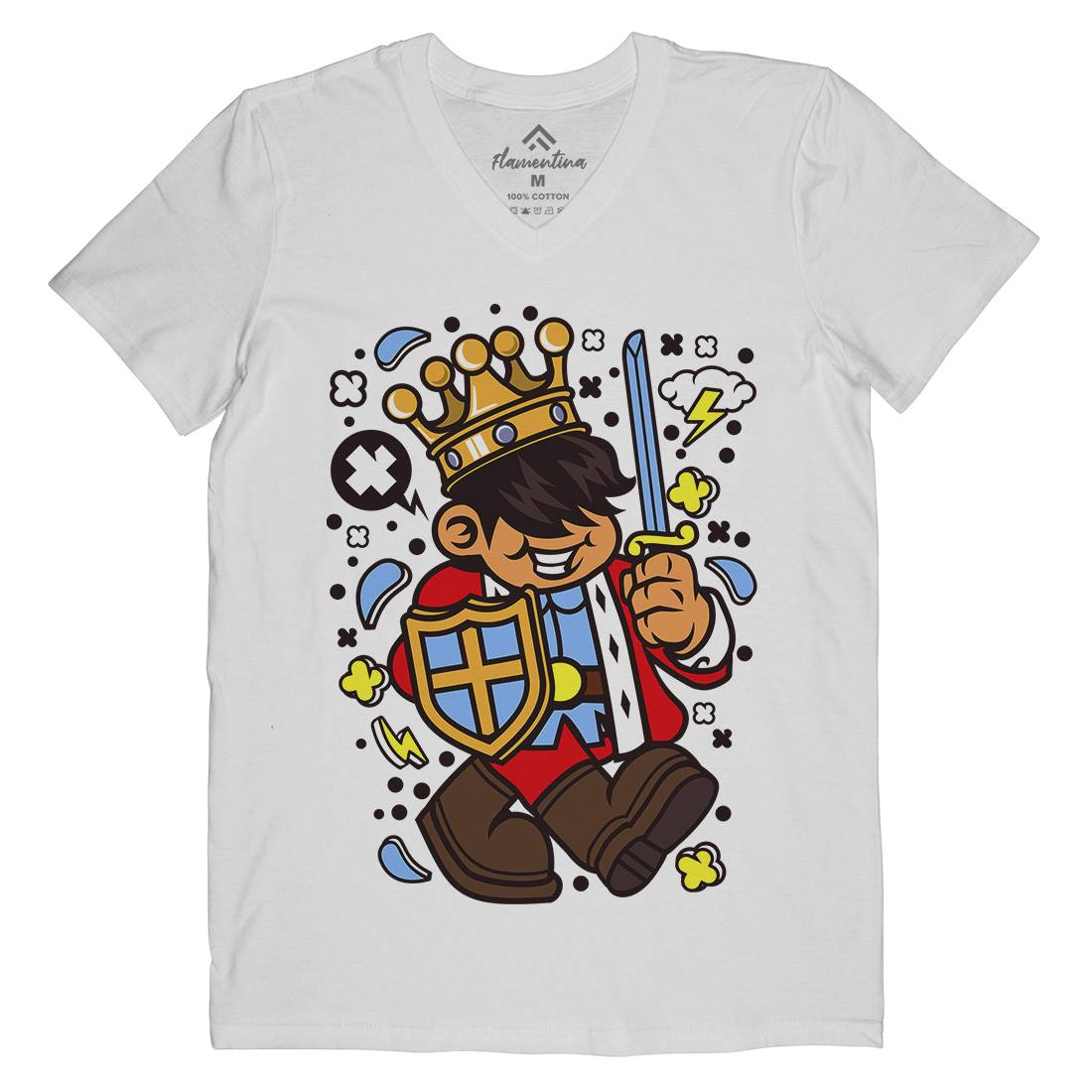 King Kid Mens V-Neck T-Shirt Retro C574