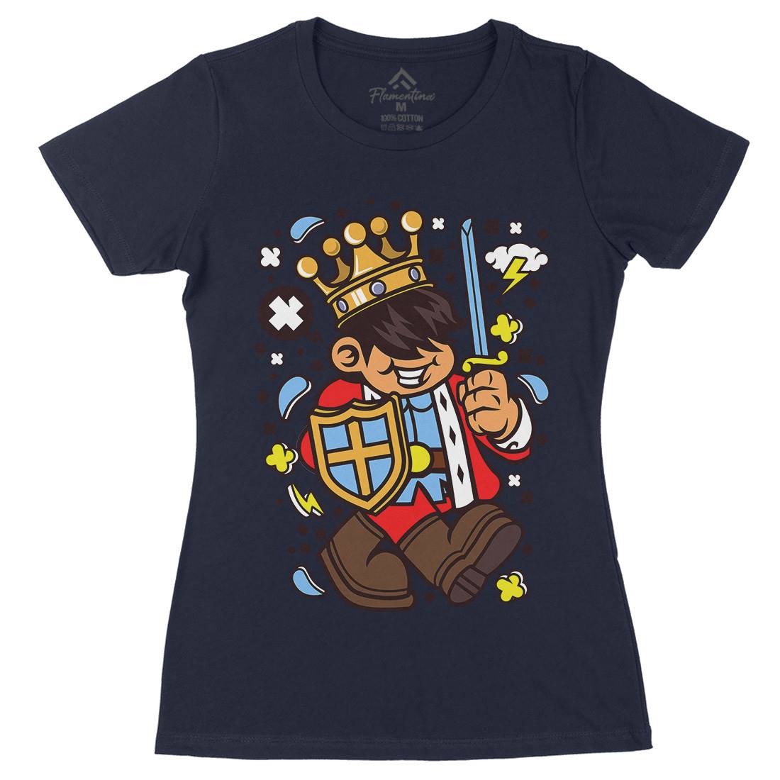 King Kid Womens Organic Crew Neck T-Shirt Retro C574