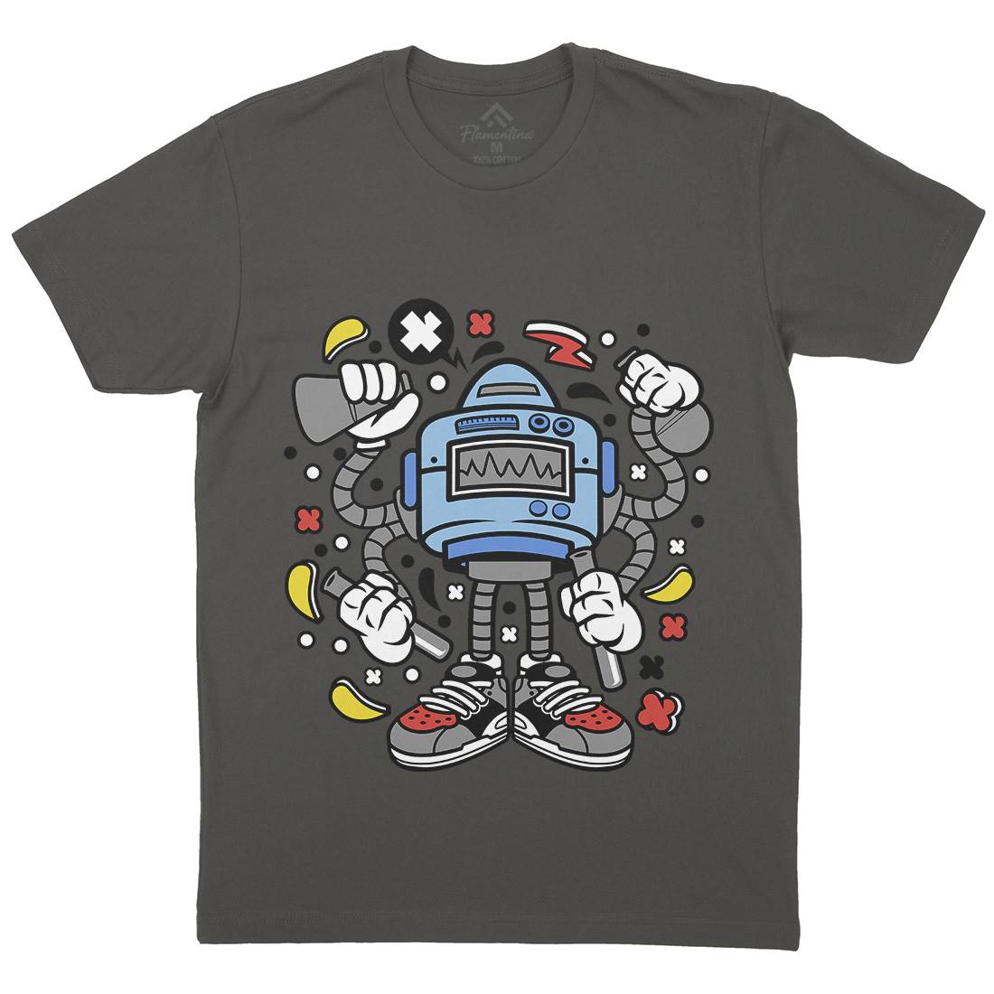 Lab Robot Monster Mens Organic Crew Neck T-Shirt Work C576