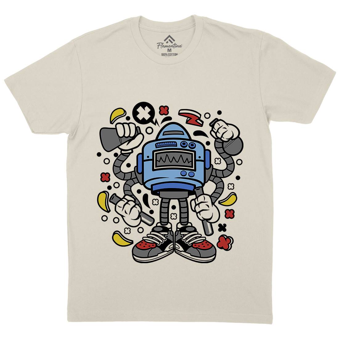Lab Robot Monster Mens Organic Crew Neck T-Shirt Work C576