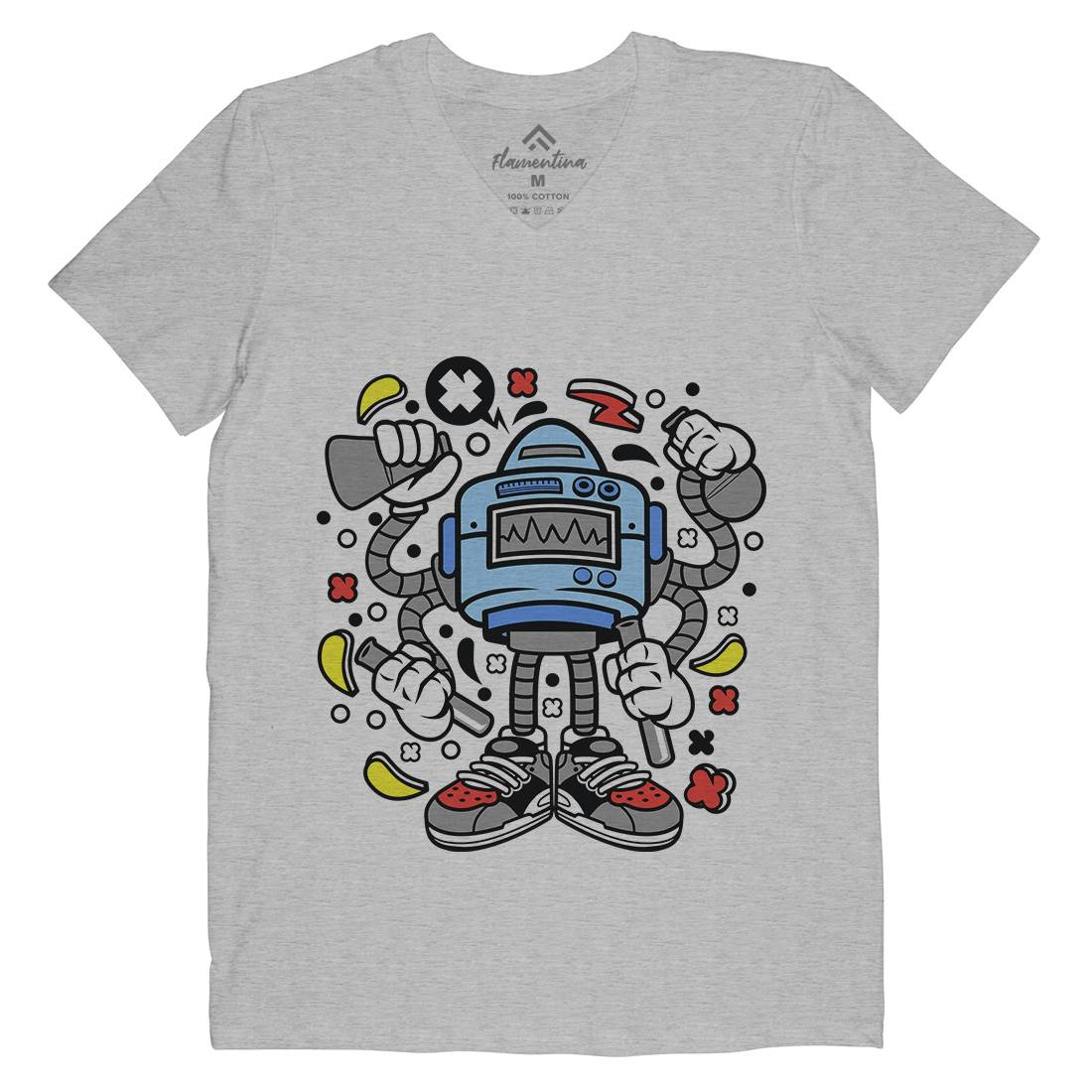 Lab Robot Monster Mens V-Neck T-Shirt Work C576
