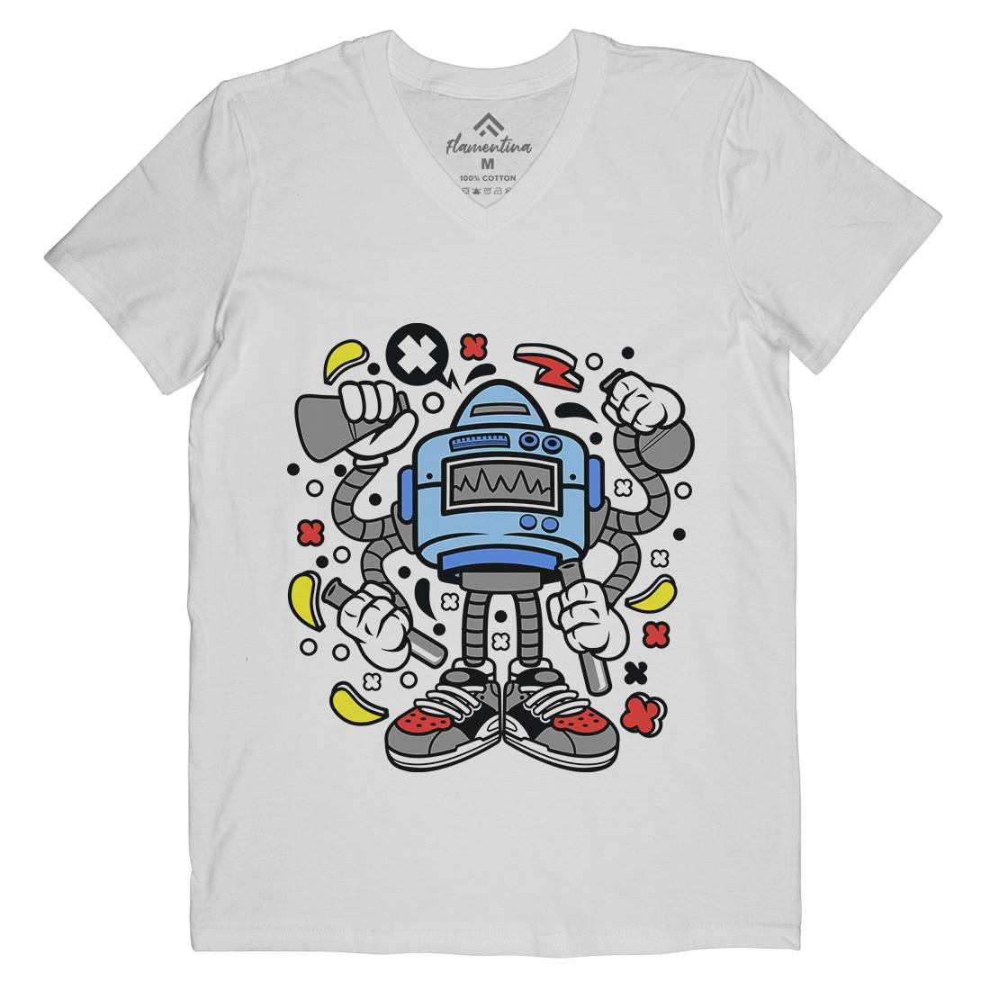 Lab Robot Monster Mens V-Neck T-Shirt Work C576