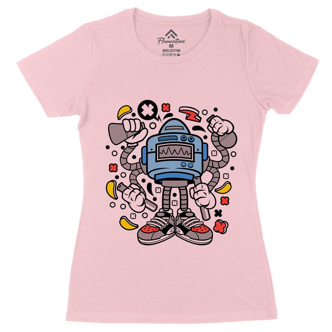 Lab Robot Monster Womens Organic Crew Neck T-Shirt Work C576