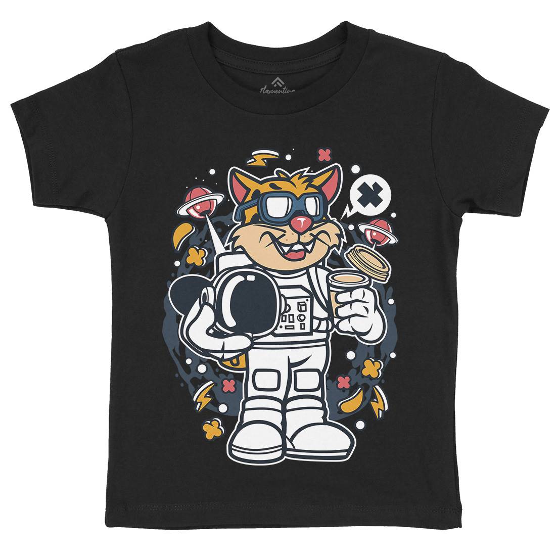 Leopard Astronaut Kids Crew Neck T-Shirt Space C577