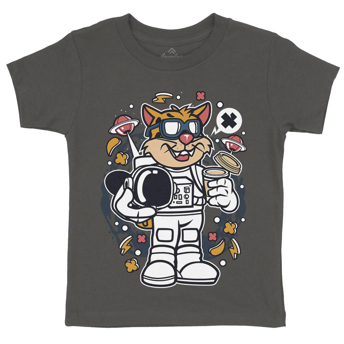 Leopard Astronaut Kids Crew Neck T-Shirt Space C577