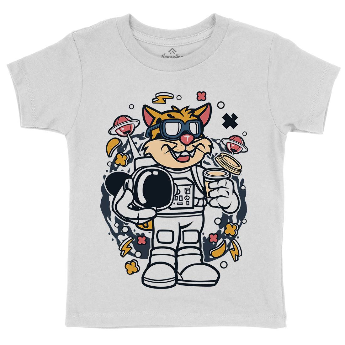 Leopard Astronaut Kids Organic Crew Neck T-Shirt Space C577