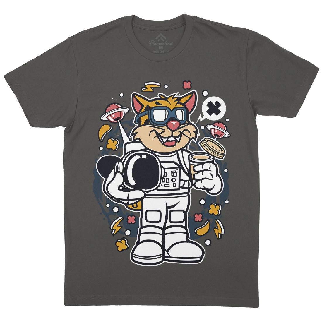 Leopard Astronaut Mens Organic Crew Neck T-Shirt Space C577