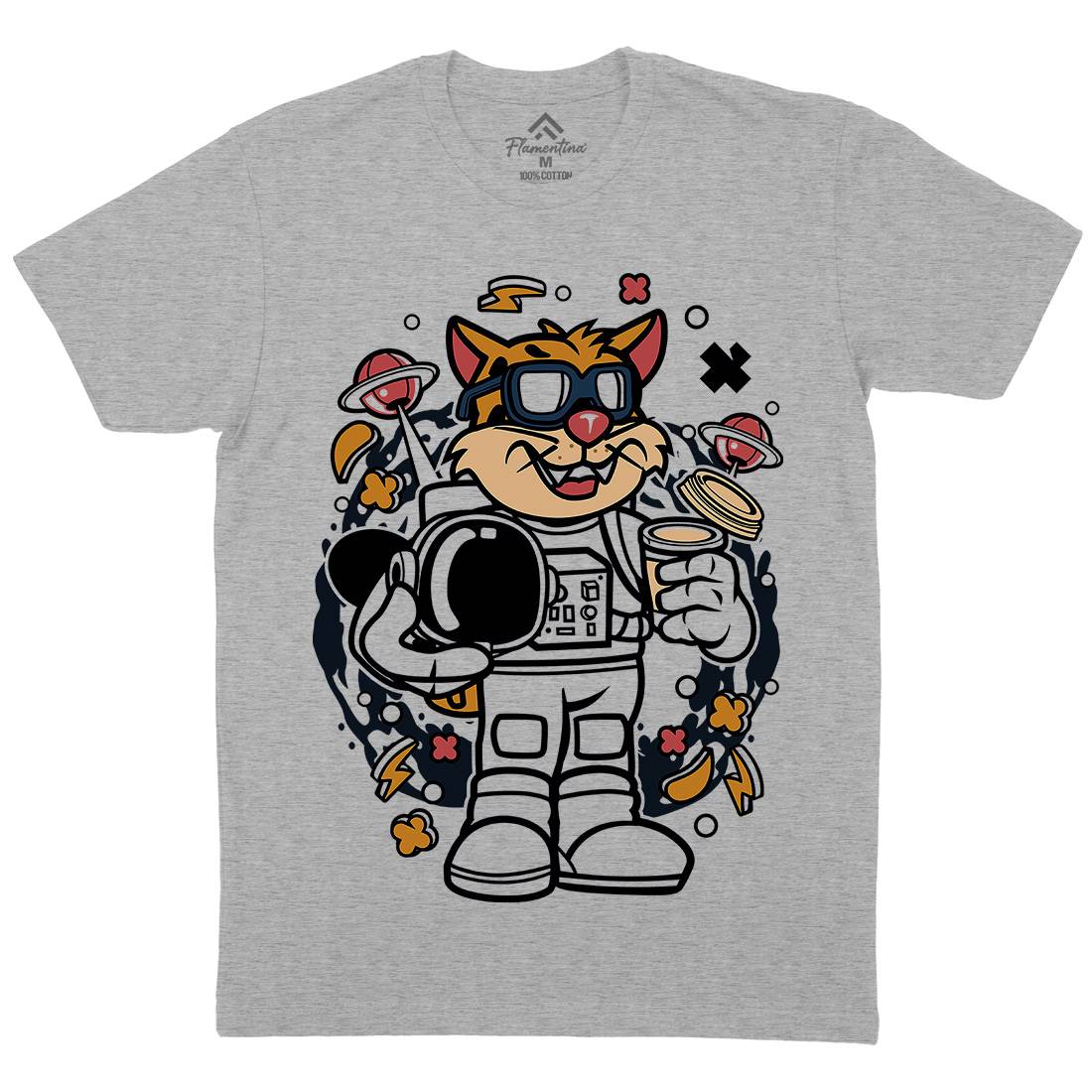 Leopard Astronaut Mens Organic Crew Neck T-Shirt Space C577