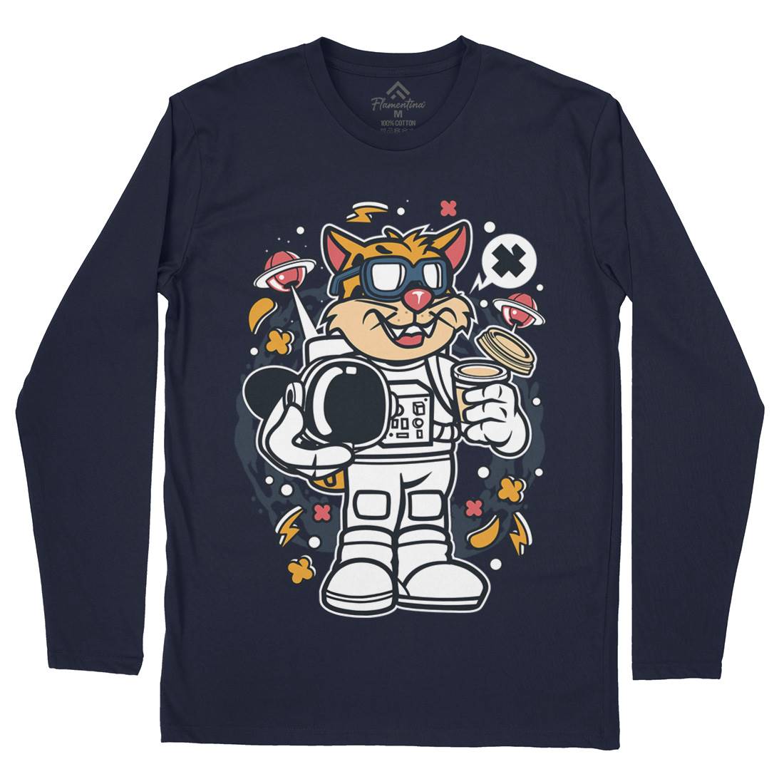 Leopard Astronaut Mens Long Sleeve T-Shirt Space C577