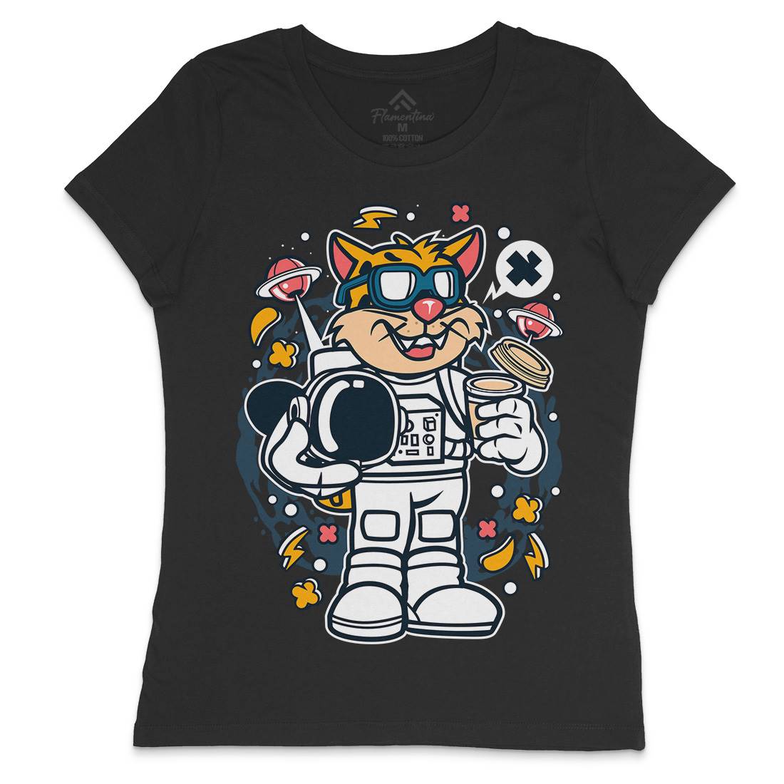 Leopard Astronaut Womens Crew Neck T-Shirt Space C577