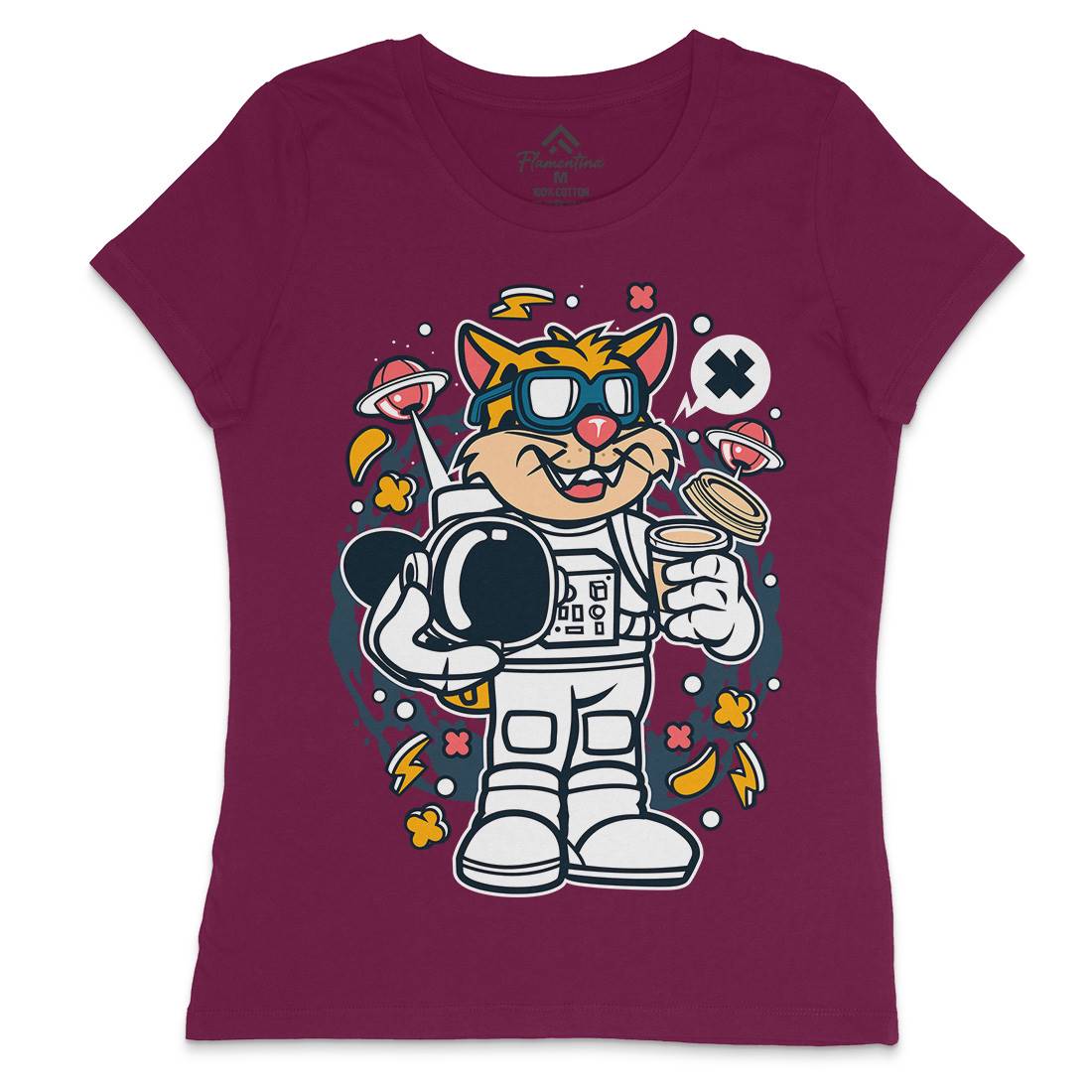 Leopard Astronaut Womens Crew Neck T-Shirt Space C577