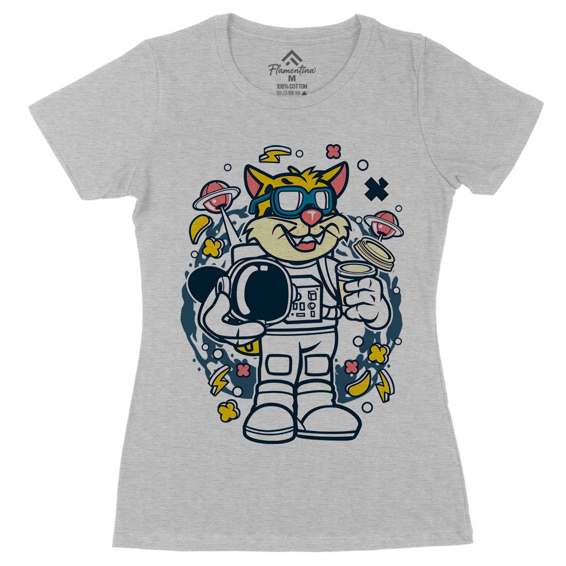 Leopard Astronaut Womens Organic Crew Neck T-Shirt Space C577