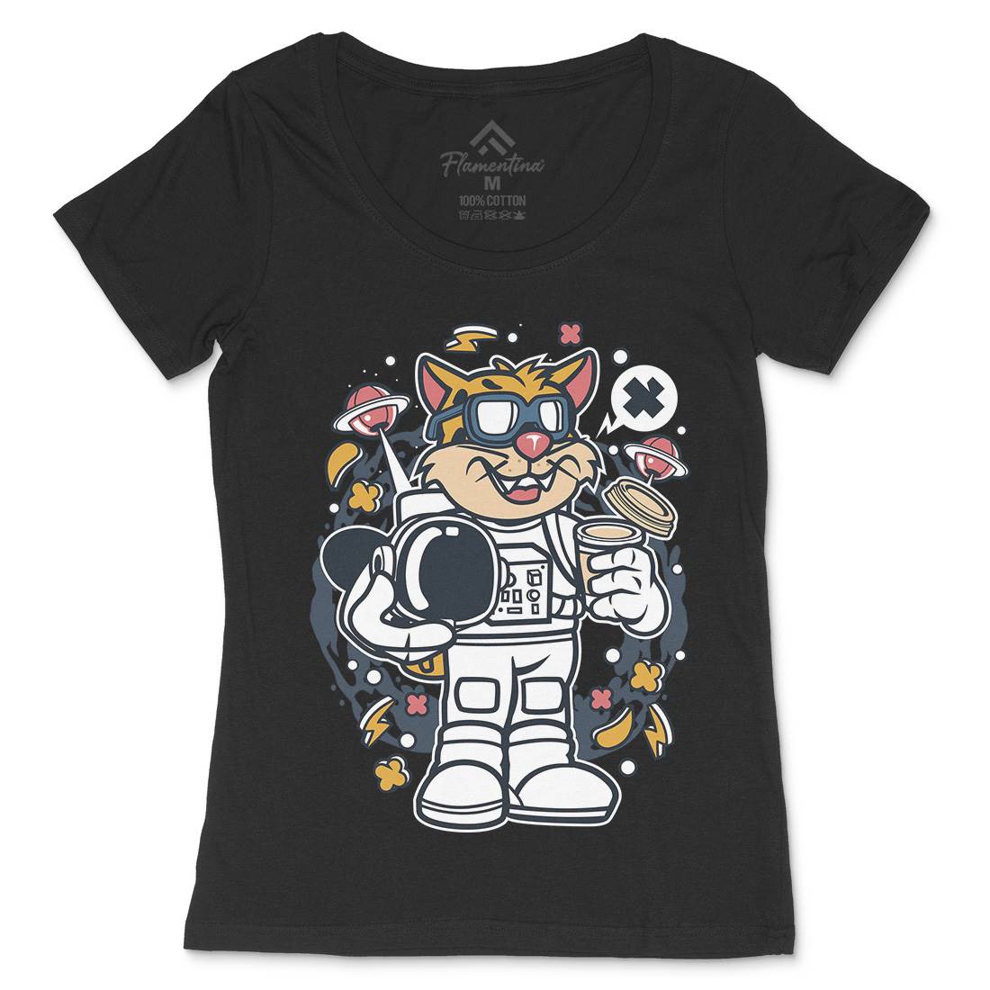 Leopard Astronaut Womens Scoop Neck T-Shirt Space C577