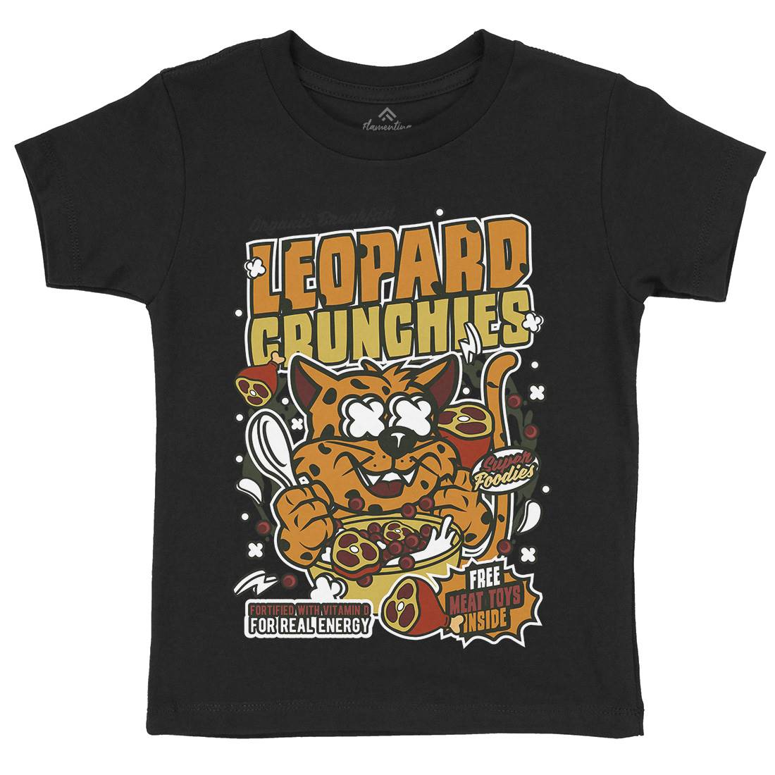 Leopard Crunchies Kids Organic Crew Neck T-Shirt Food C579