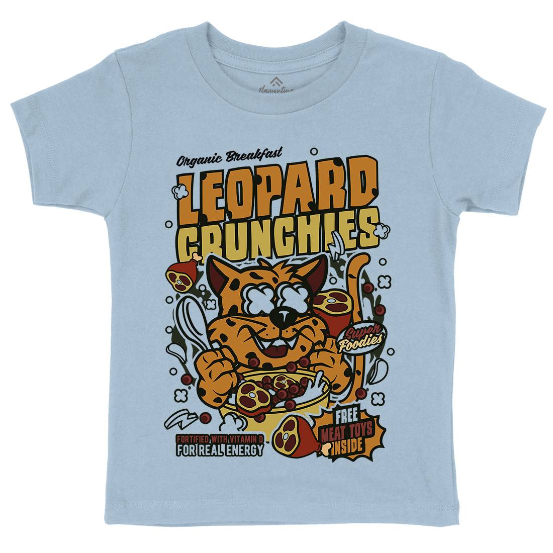 Leopard Crunchies Kids Organic Crew Neck T-Shirt Food C579