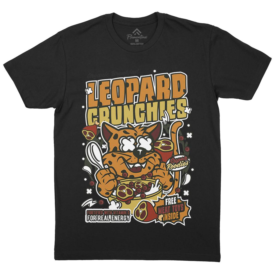 Leopard Crunchies Mens Crew Neck T-Shirt Food C579
