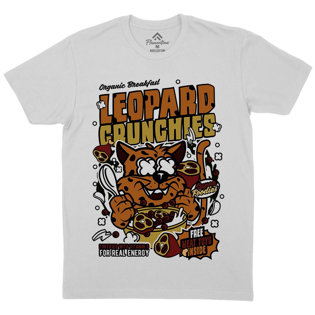 Leopard Crunchies Mens Crew Neck T-Shirt Food C579