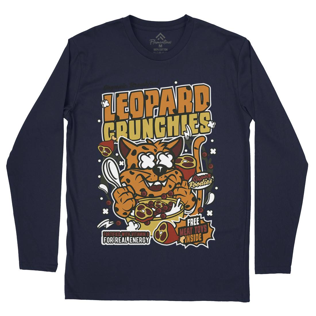 Leopard Crunchies Mens Long Sleeve T-Shirt Food C579