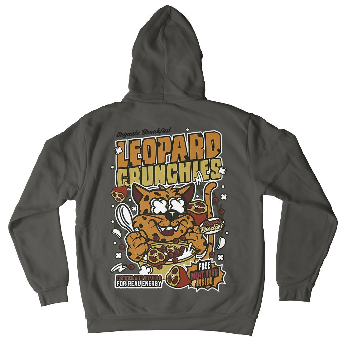 Leopard Crunchies Kids Crew Neck Hoodie Food C579