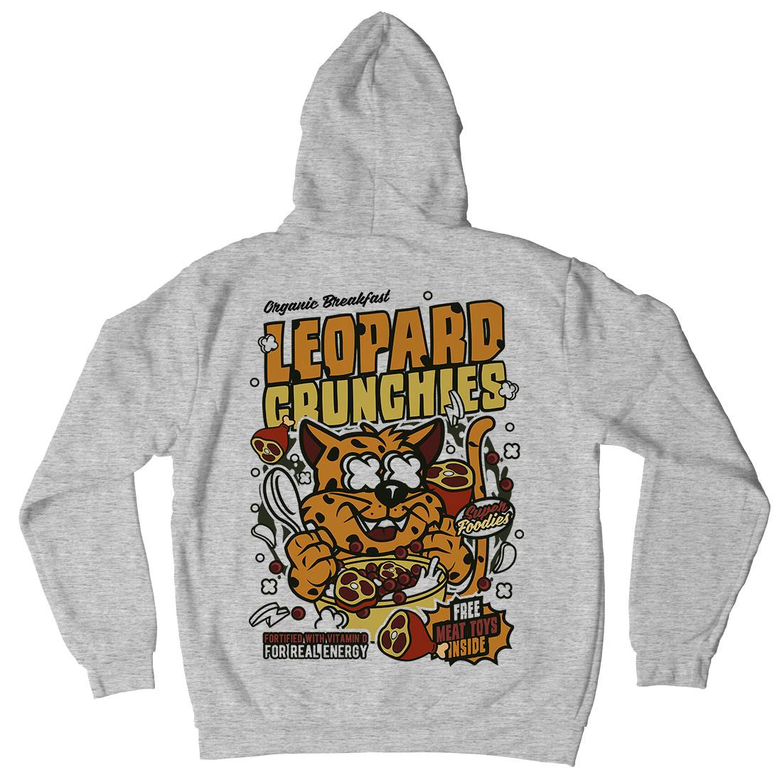 Leopard Crunchies Mens Hoodie With Pocket Food C579