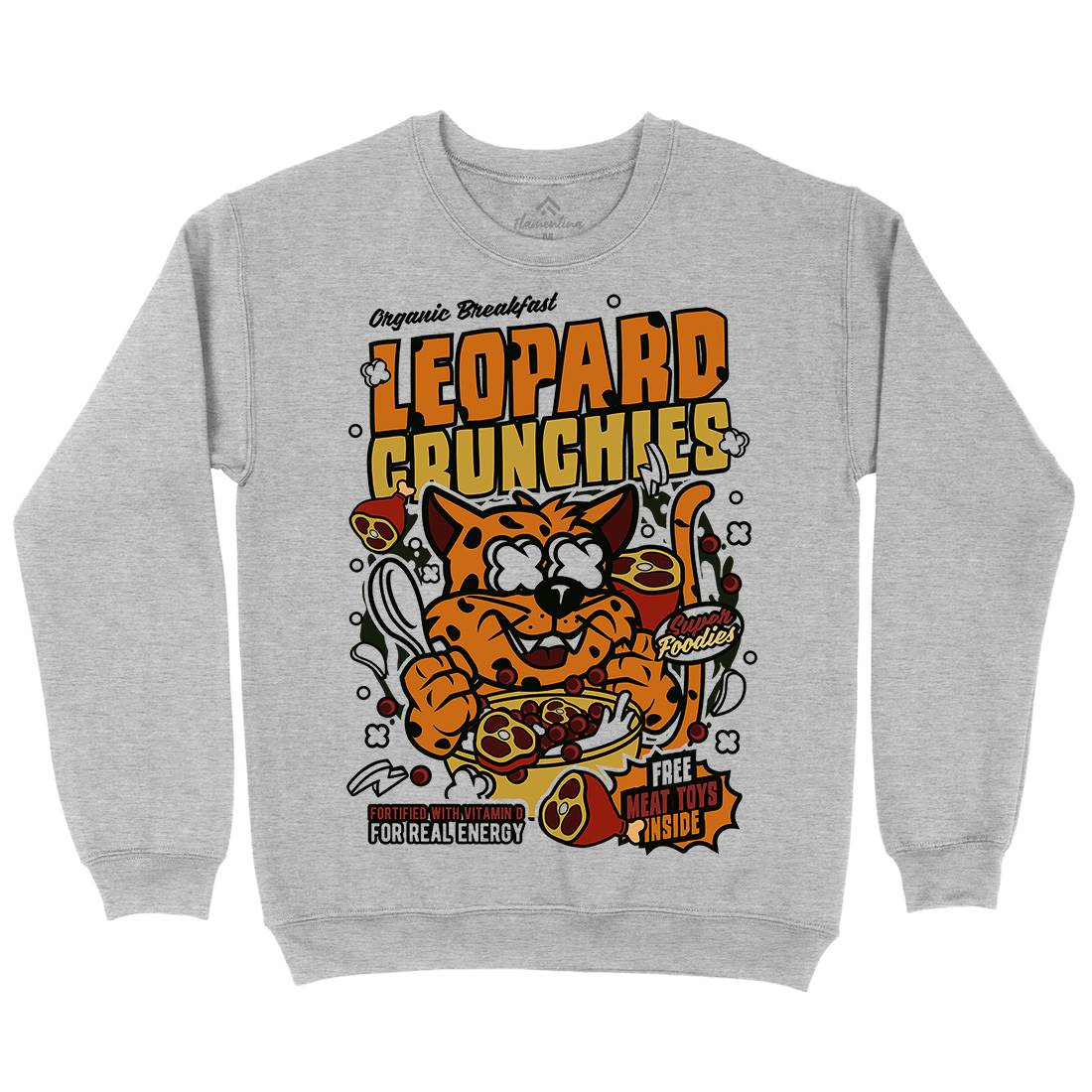 Leopard Crunchies Mens Crew Neck Sweatshirt Food C579