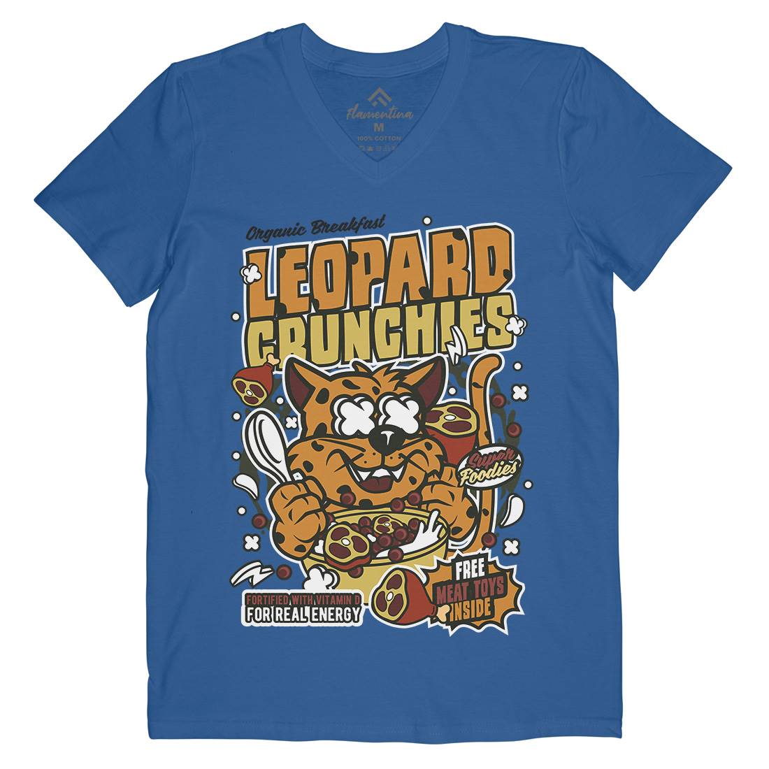 Leopard Crunchies Mens V-Neck T-Shirt Food C579