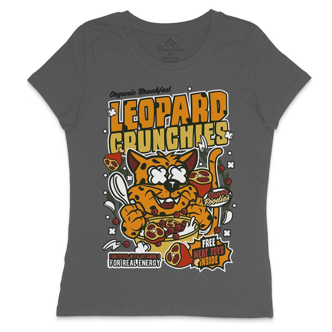 Leopard Crunchies Womens Crew Neck T-Shirt Food C579