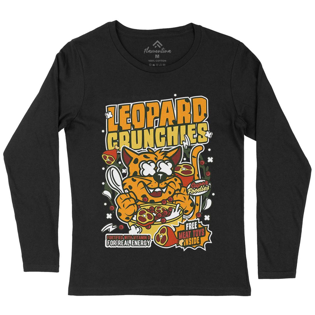 Leopard Crunchies Womens Long Sleeve T-Shirt Food C579