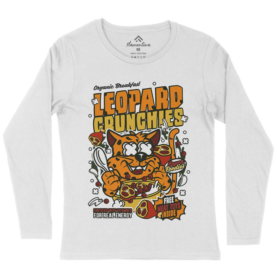 Leopard Crunchies Womens Long Sleeve T-Shirt Food C579