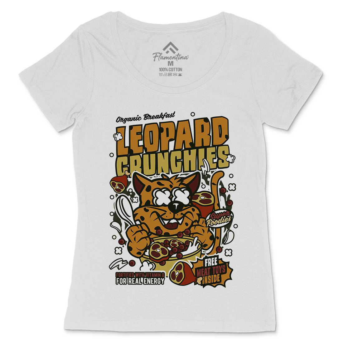 Leopard Crunchies Womens Scoop Neck T-Shirt Food C579