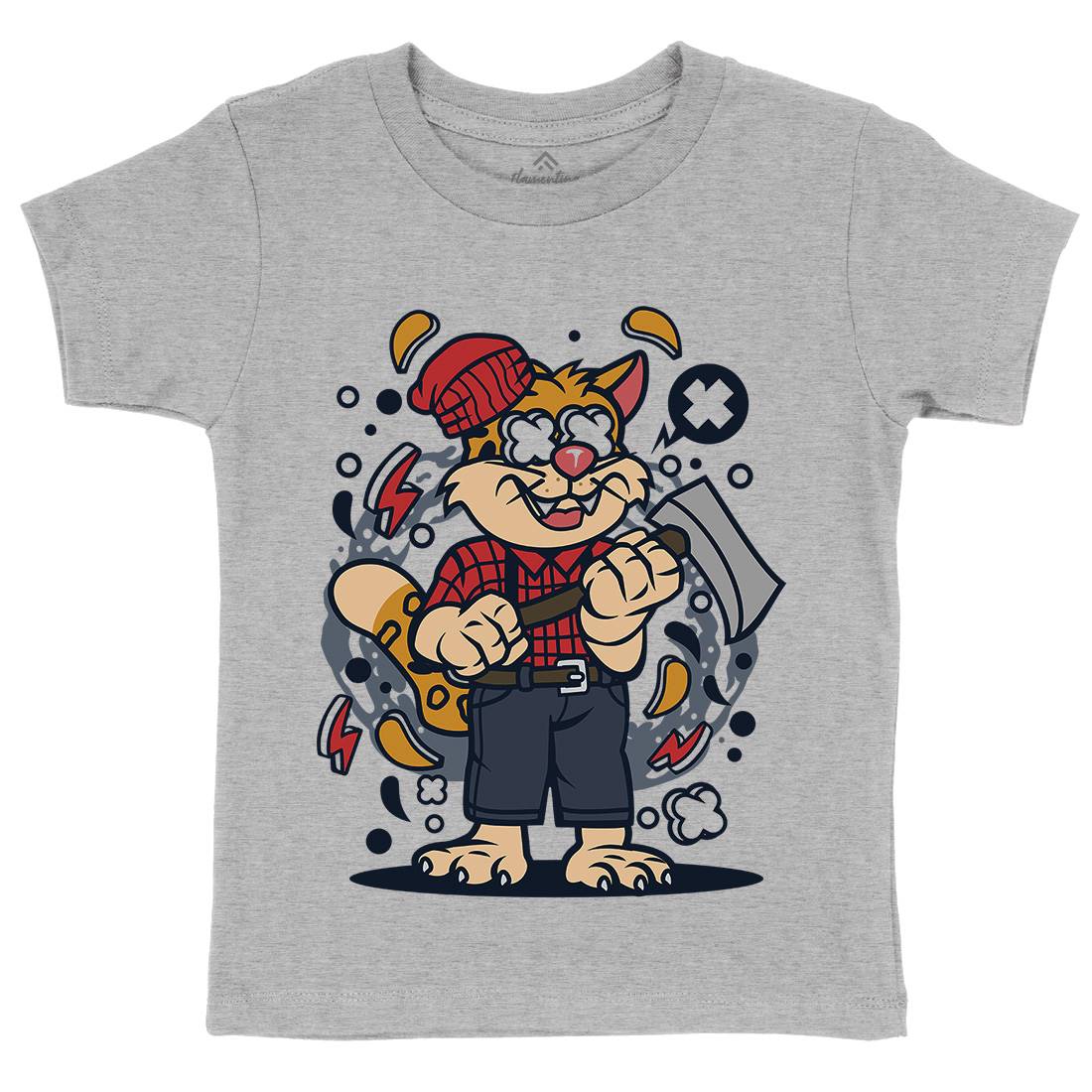 Leopard Lumberjack Kids Organic Crew Neck T-Shirt Work C580