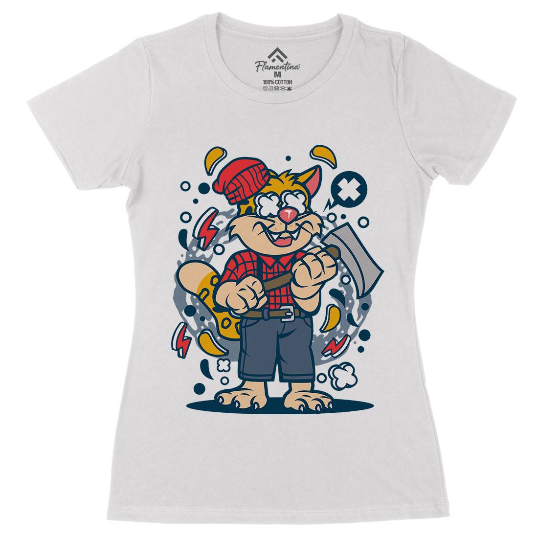 Leopard Lumberjack Womens Organic Crew Neck T-Shirt Work C580