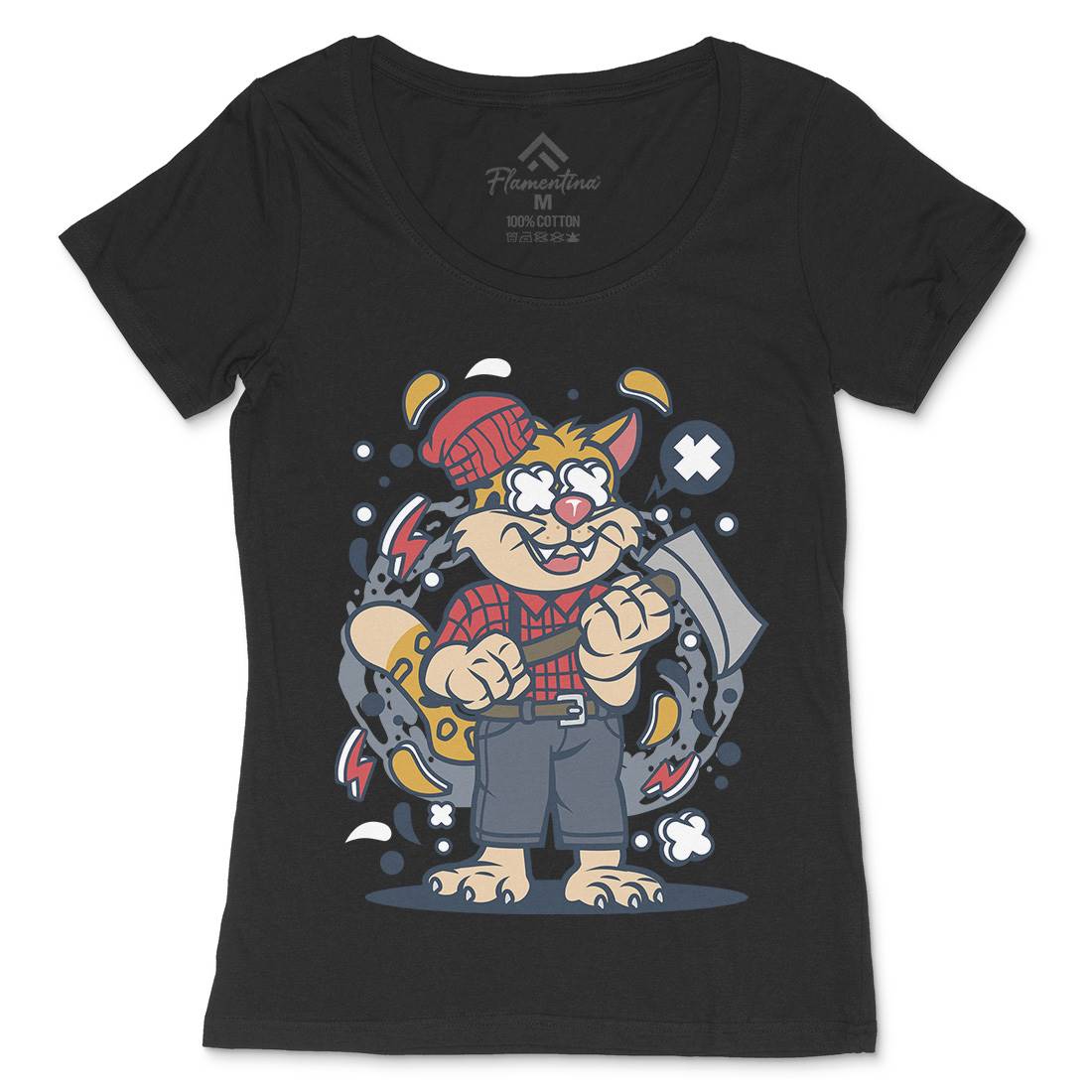 Leopard Lumberjack Womens Scoop Neck T-Shirt Work C580