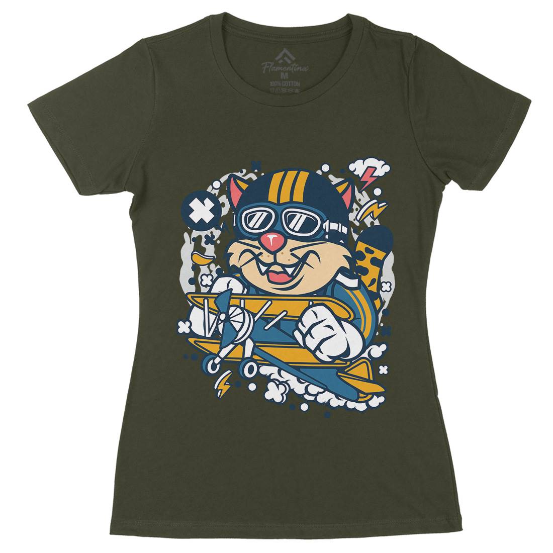 Leopard Pilot Womens Organic Crew Neck T-Shirt Sport C581
