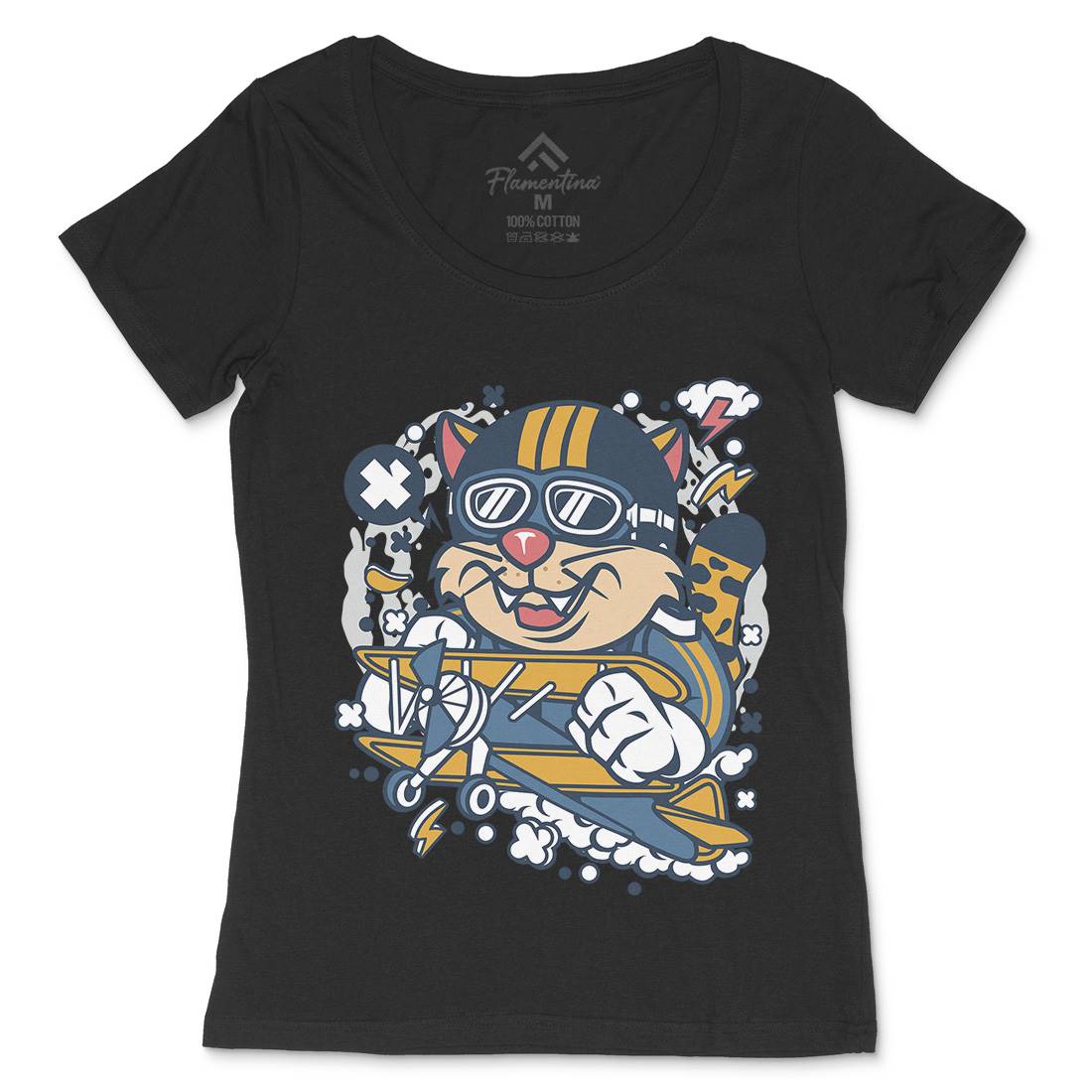 Leopard Pilot Womens Scoop Neck T-Shirt Sport C581
